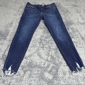 Kancan Dark Blue Women’s Skinny Jeans - Frayed Hem